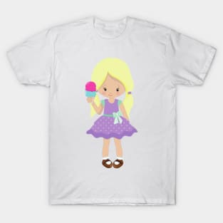 Girl With Ice Cream, Little Girl, Blonde Hair T-Shirt